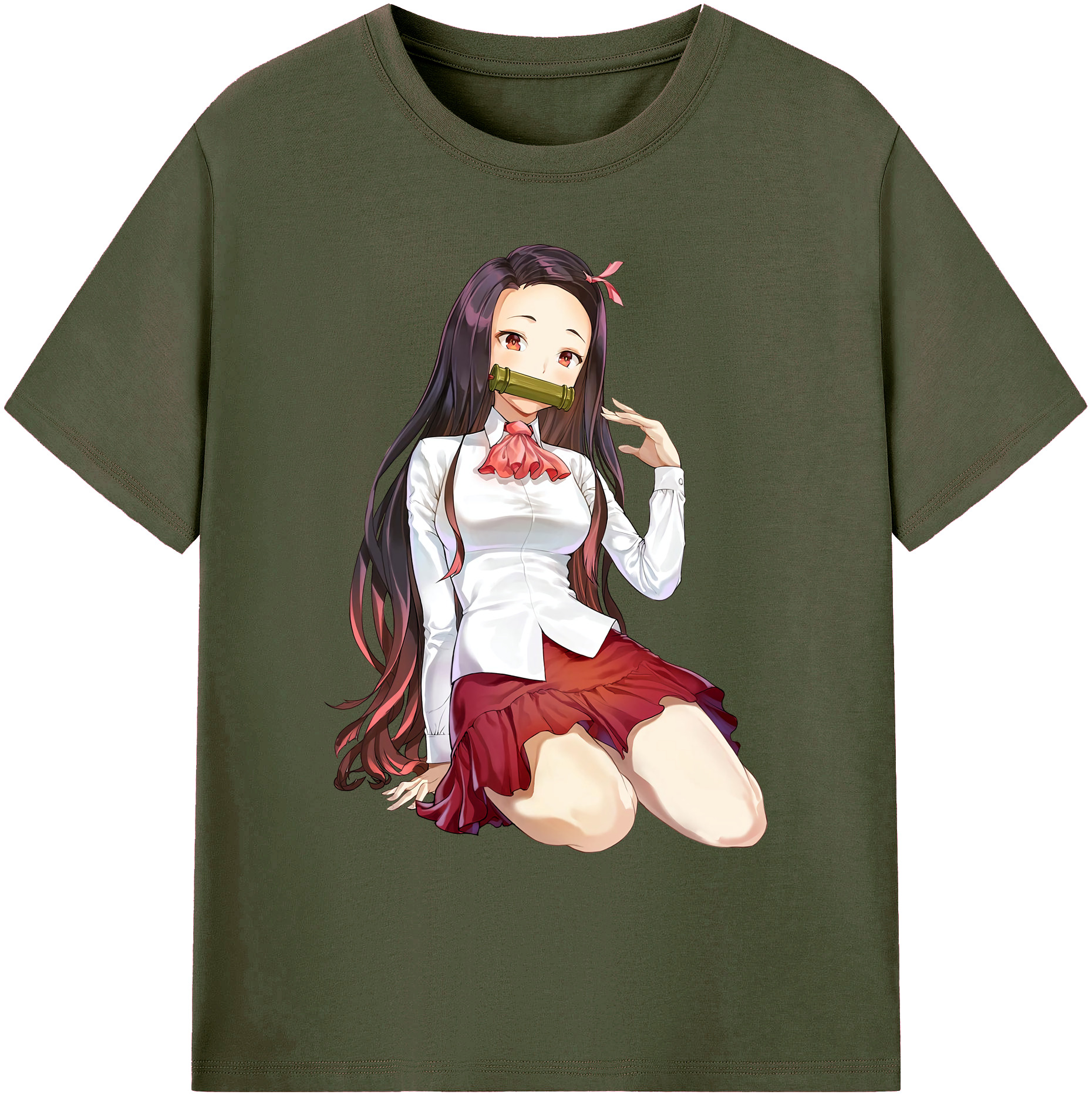 （画像用） 鬼滅の刃（きめつのやいば）竈門 禰󠄀豆子／かまど ねずこ Kamado Nezuko 綿100％ メンズ半袖Tシャツ｜肌触りやわらか＆通気性